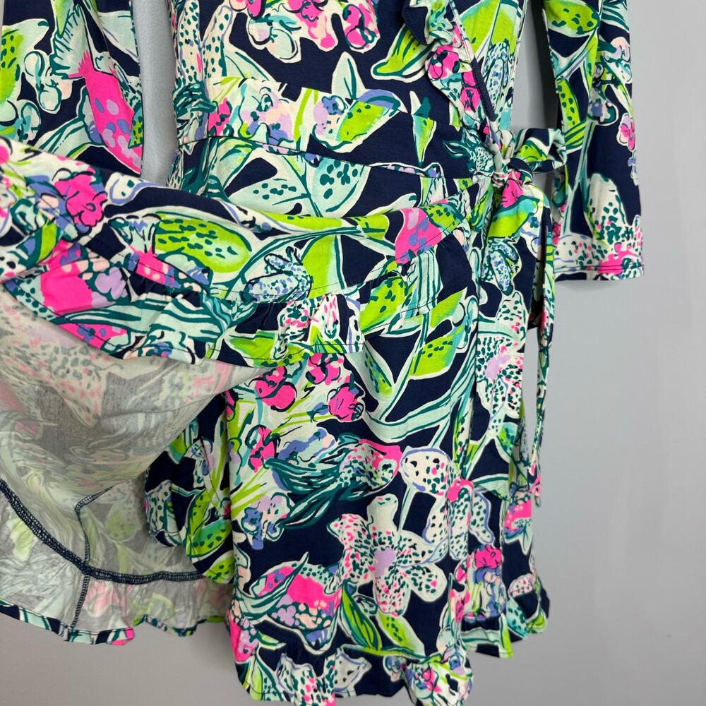 Lilly Pulitzer Jessalynne Wrap Romper Bright Navy Sway This Way Floral Small New - Picture 8 of 16
